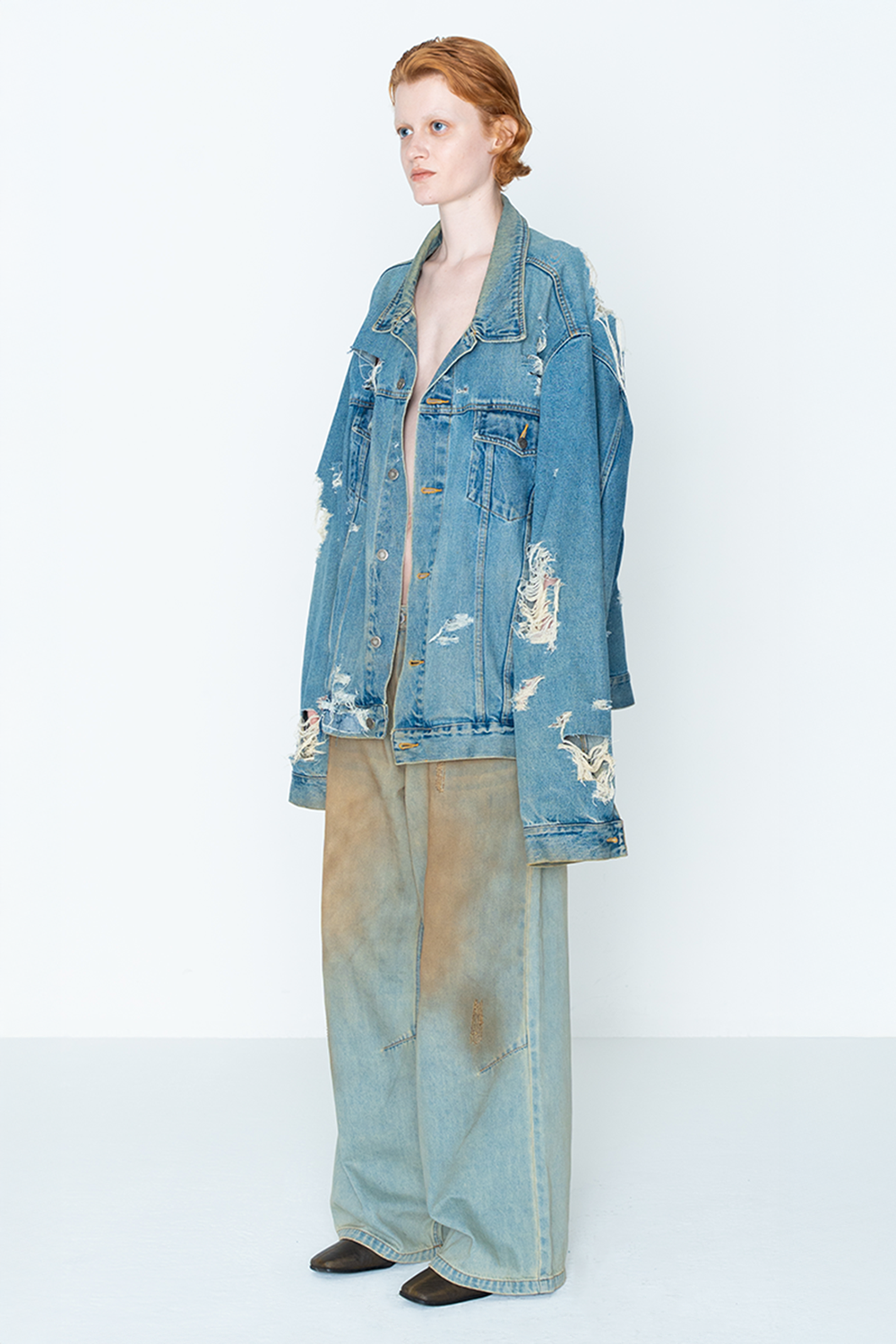 STRAIGHT DENIM PANTS/BLU