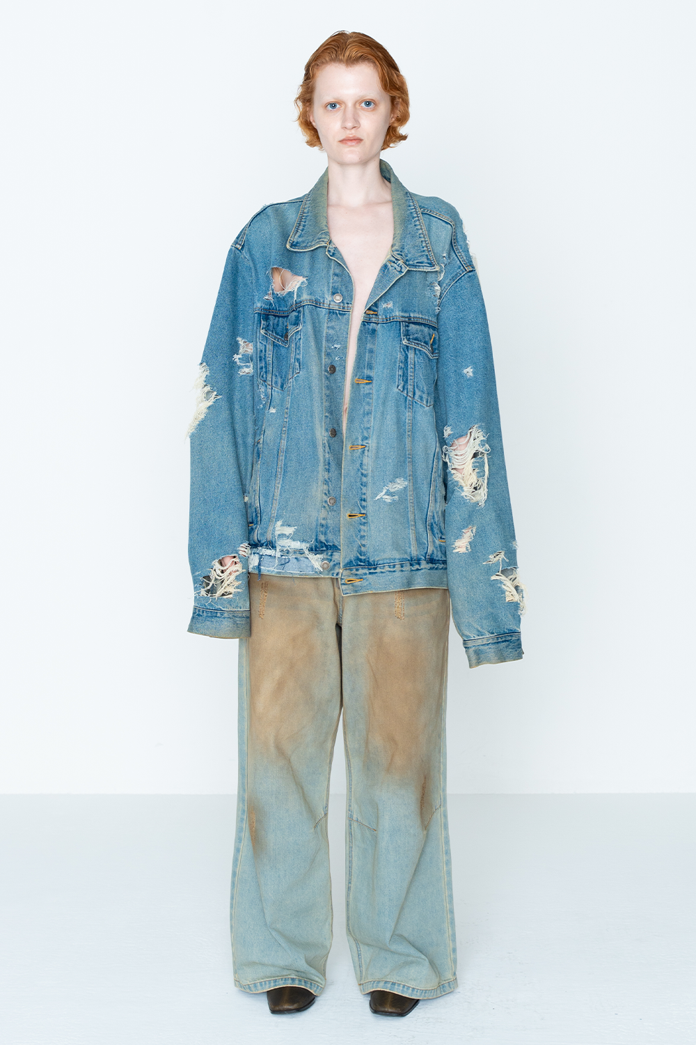 STRAIGHT DENIM PANTS/BLU