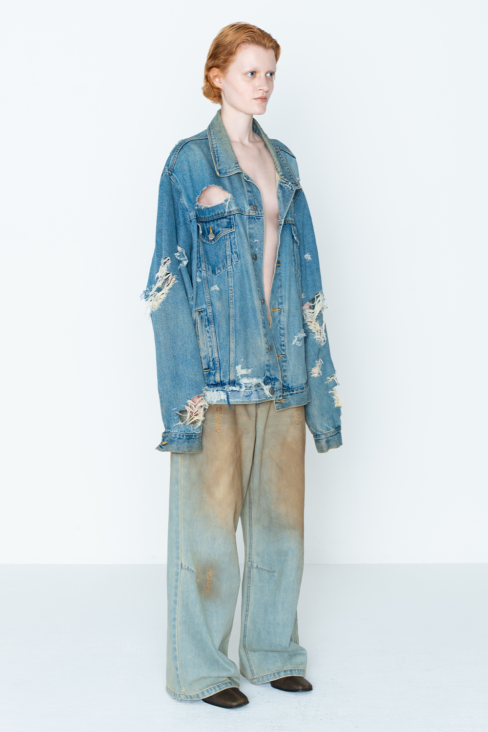 STRAIGHT DENIM PANTS/BLU