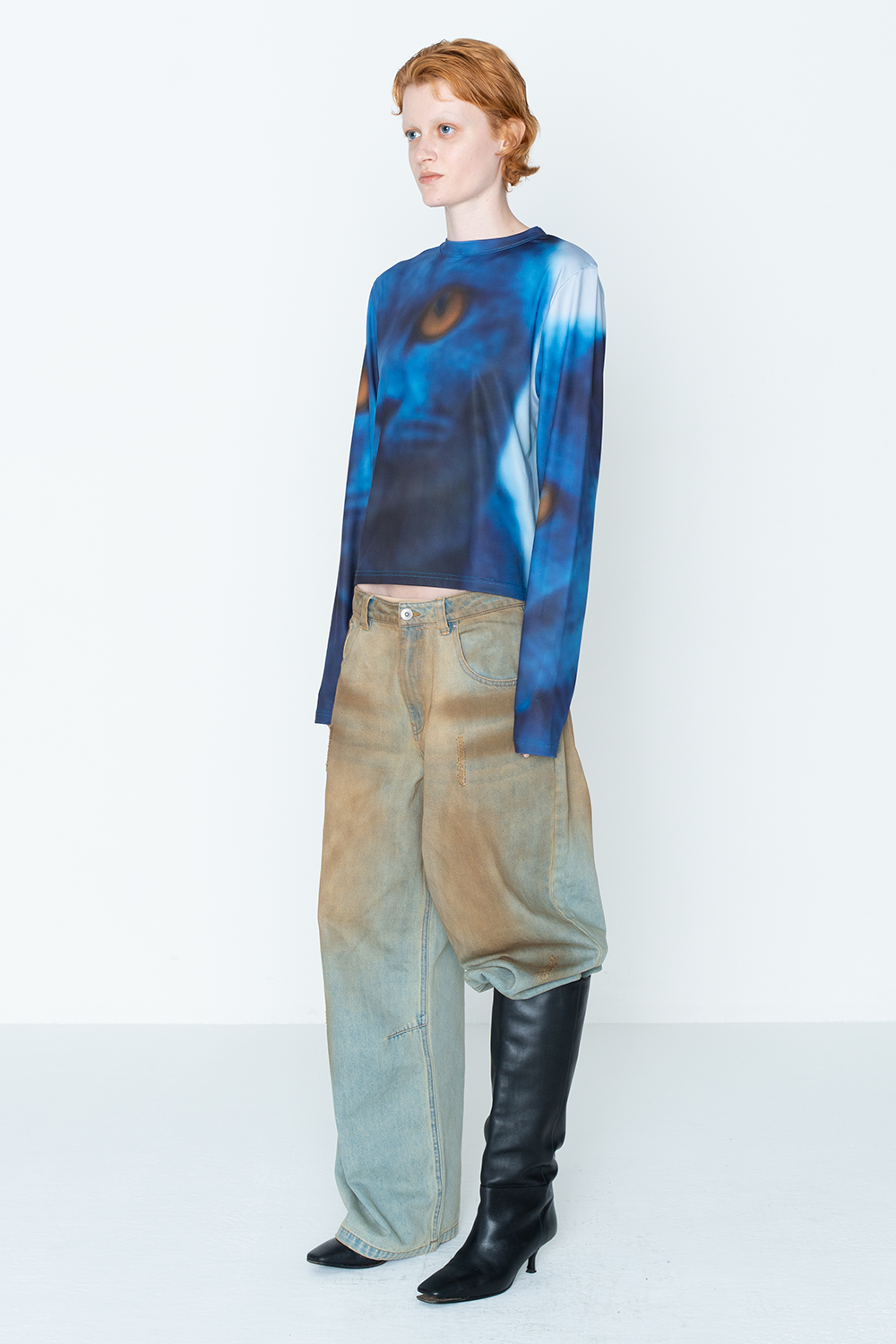 STRAIGHT DENIM PANTS/BLU