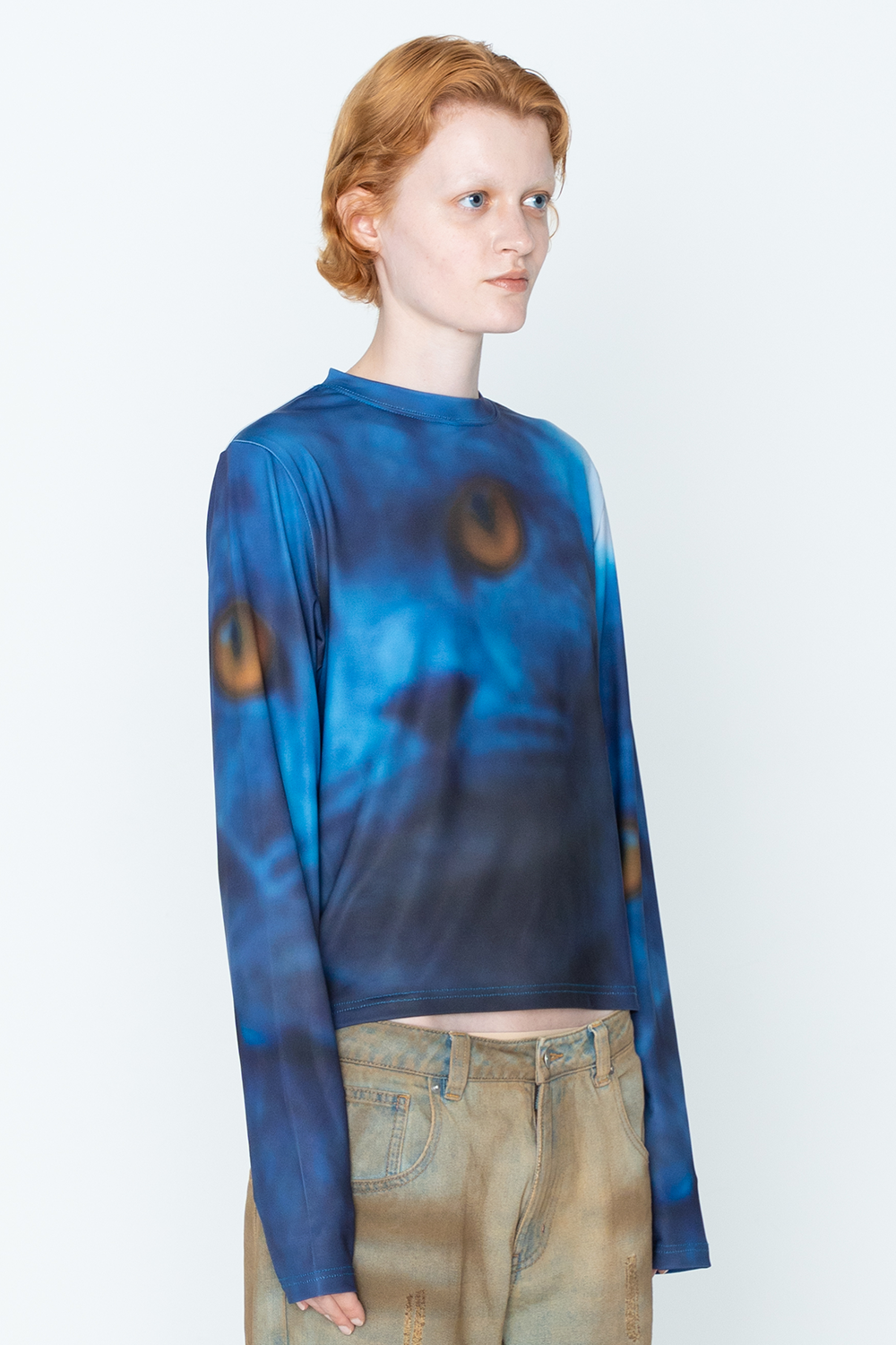CAT PRINT TOP/BLU