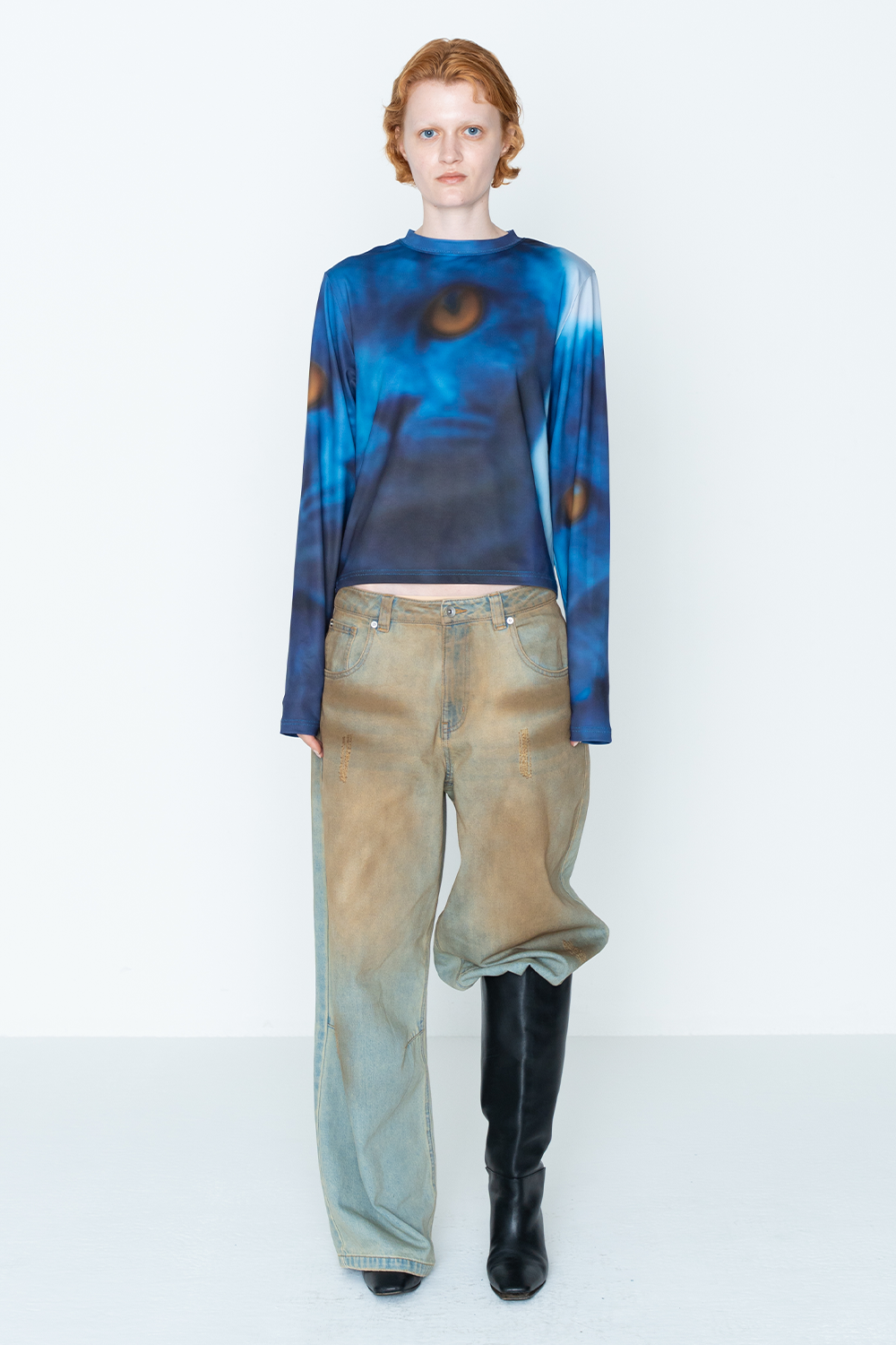 STRAIGHT DENIM PANTS/BLU