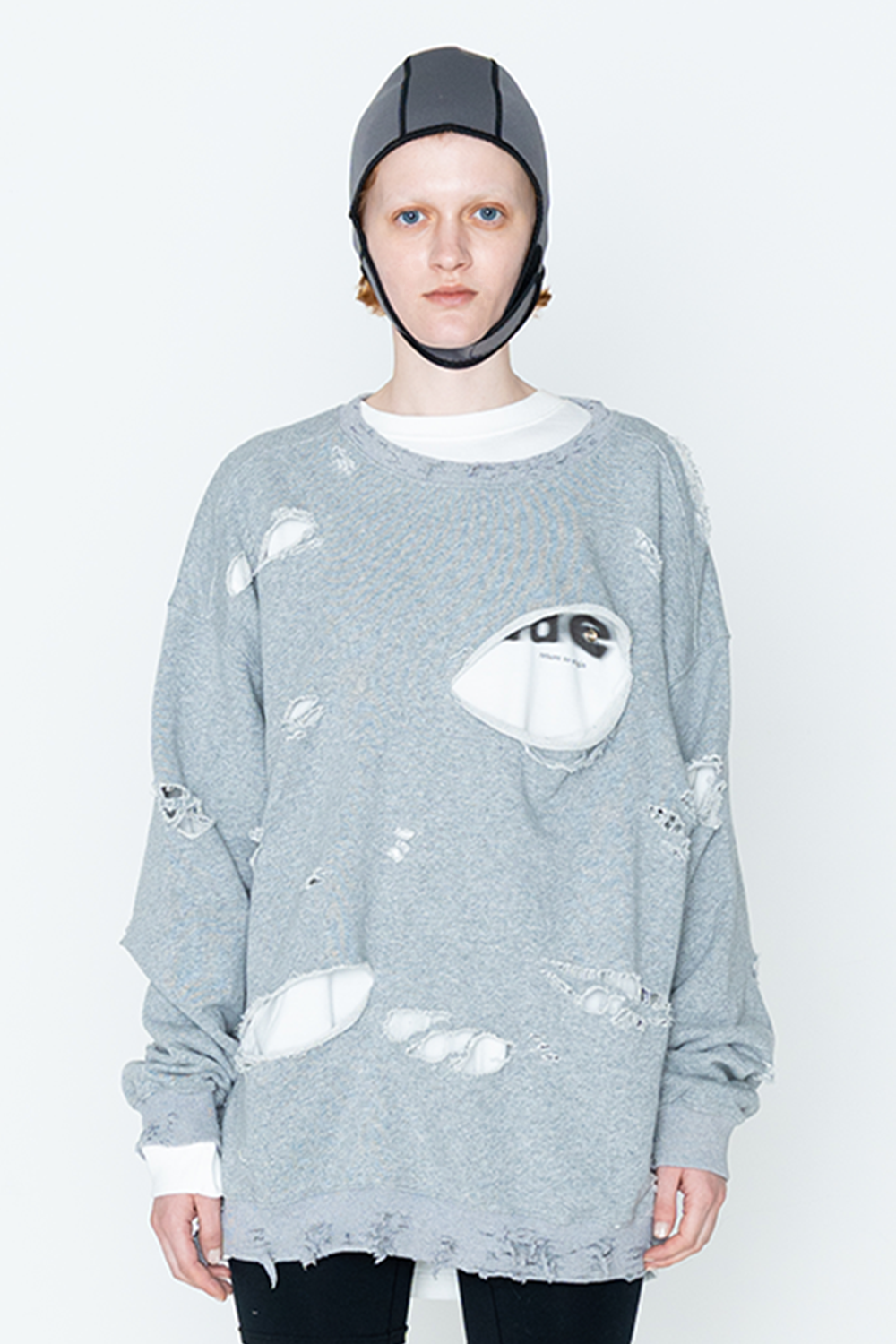 【PRE-ORDER】OVER DAMAGED SWEATSHIRT/GRY