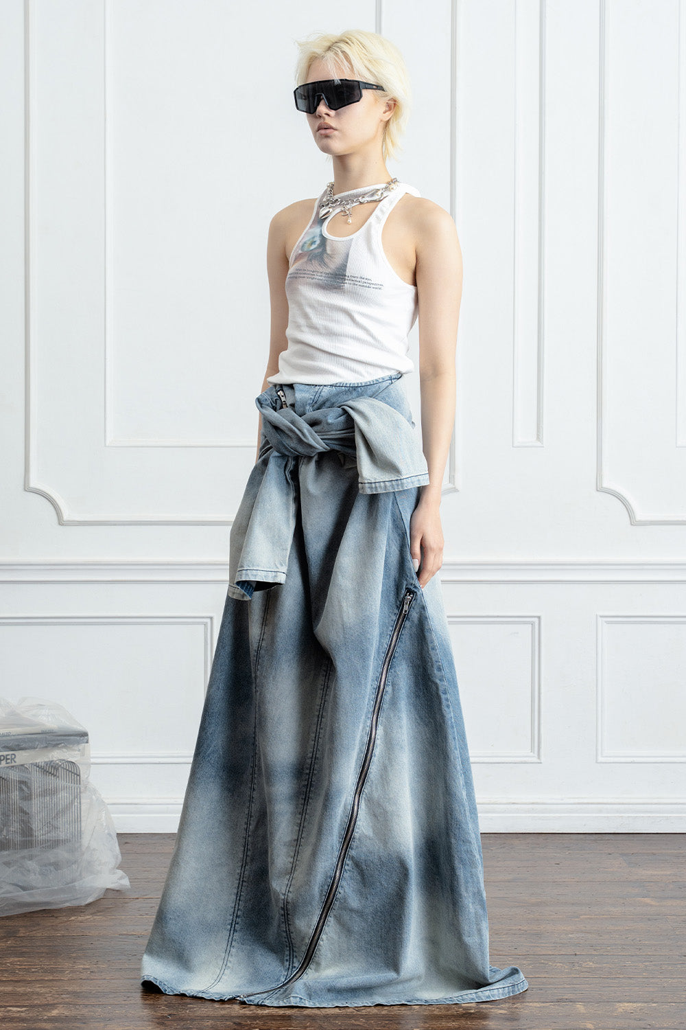 DENIM ZIP DRESS