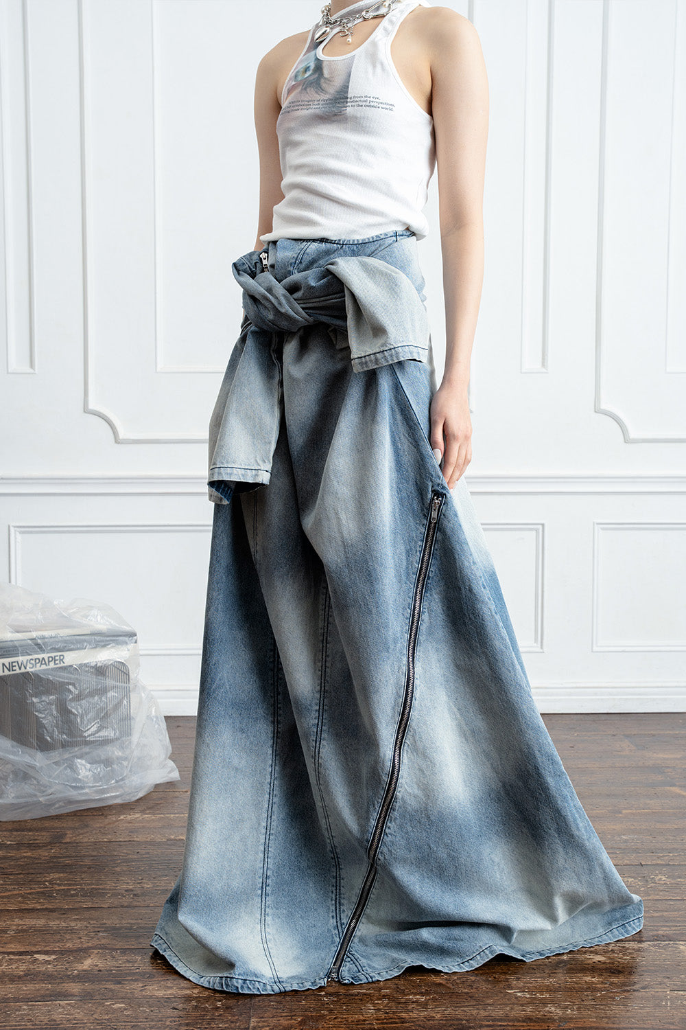 DENIM ZIP DRESS