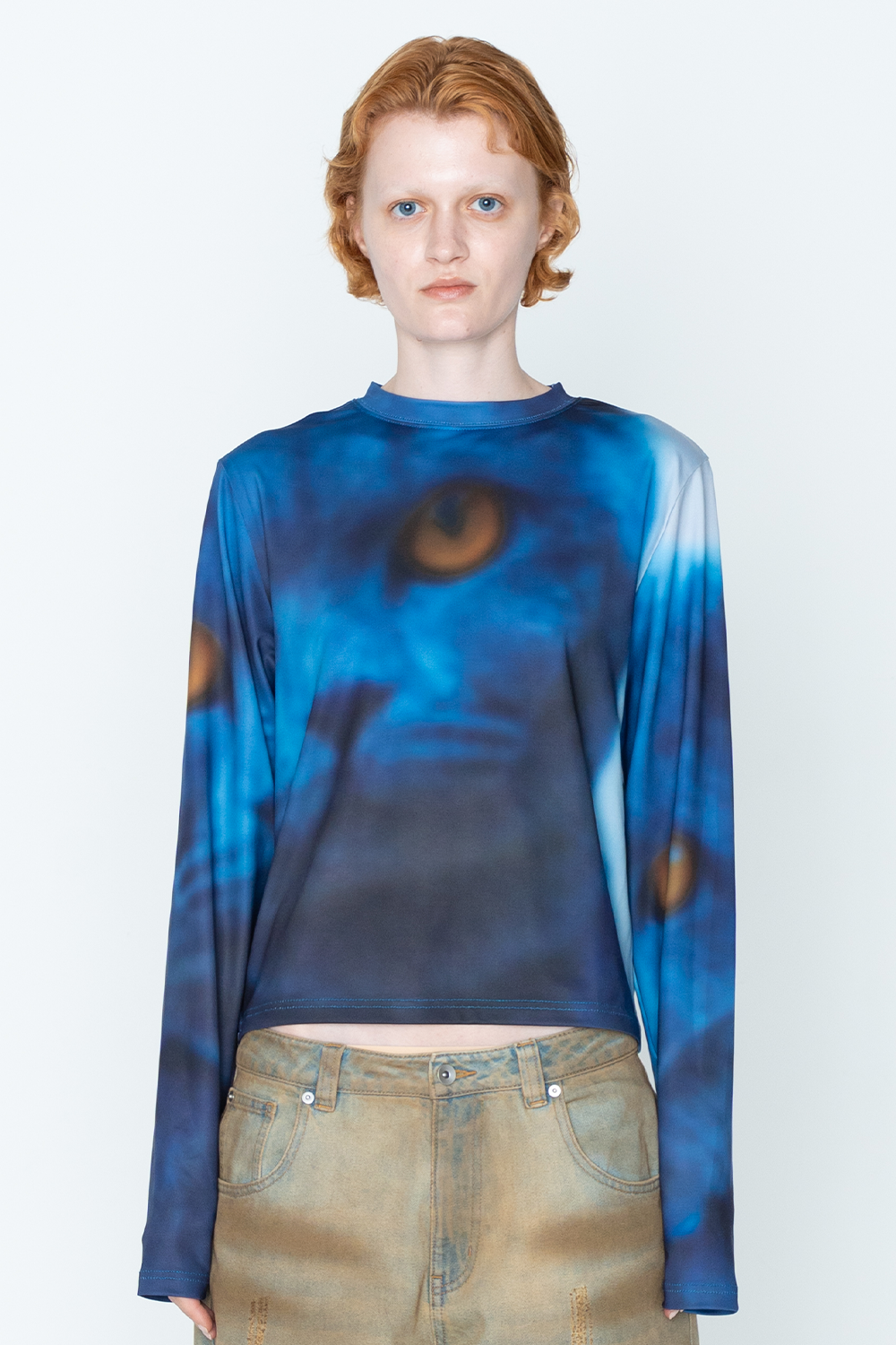 CAT PRINT TOP/BLU